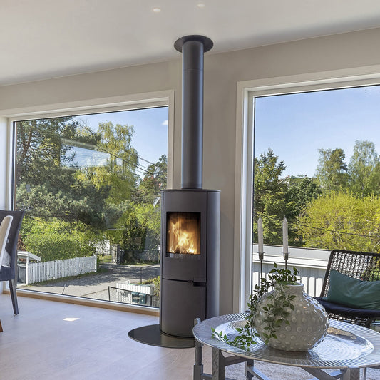 Schiedel Sirius 1.1 wood burning stove and Permeter chimney package for a 2-storey house