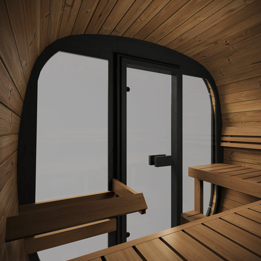 SaunaSupply EKE 160 Black Edition Thermowood Outdoor Cube Sauna - 3/4 Person