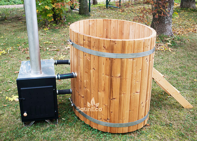 Barrel Saunas Mini Thermowood Hot Tub interior benches