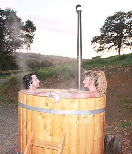 Barrel Saunas Mini Thermowood Hot Tub external aluminium furnace detail