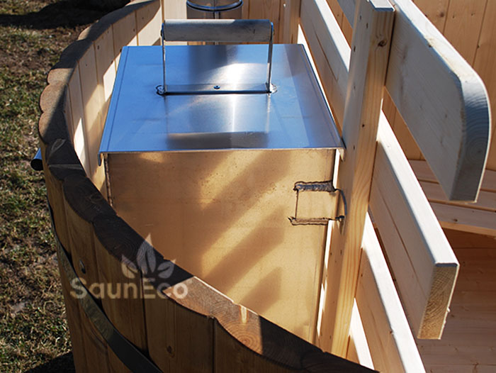 4 Seater Wooden Hot Tub – Spruce – Ø 1,7 meters – Underwater Woodburning Heater