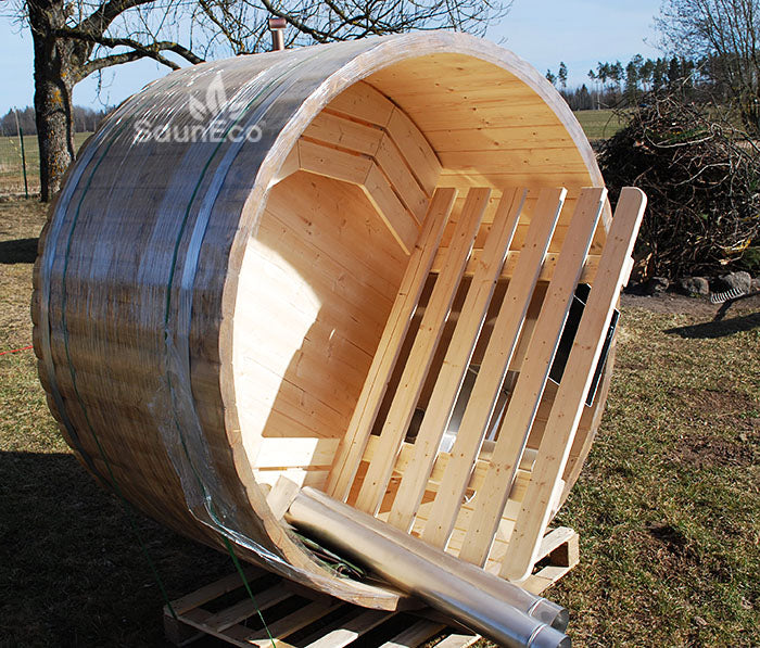 4 Seater Wooden Hot Tub – Spruce – Ø 1,7 meters – Underwater Woodburning Heater