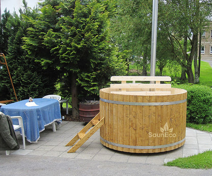 4 Seater Wooden Hot Tub – Spruce – Ø 1,7 meters – Underwater Woodburning Heater