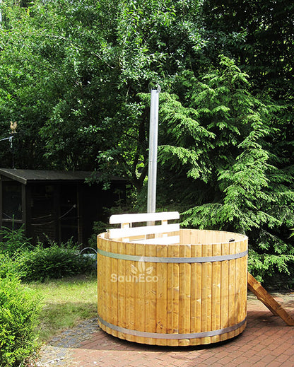 4 Seater Wooden Hot Tub – Spruce – Ø 1,7 meters – Underwater Woodburning Heater