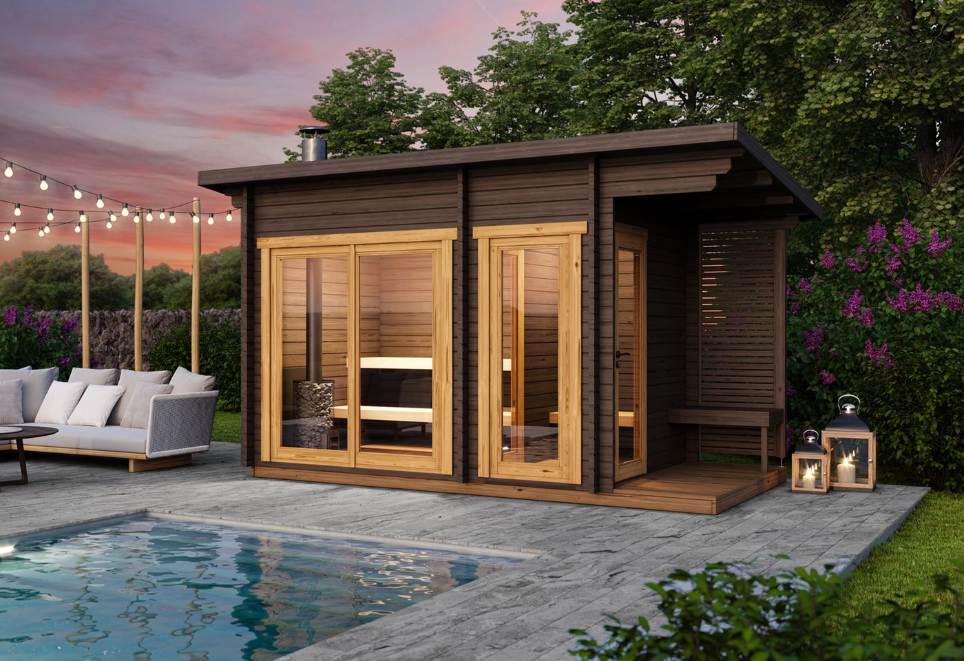 Tampere Medium Garden Sauna 4.16 x 2.18m