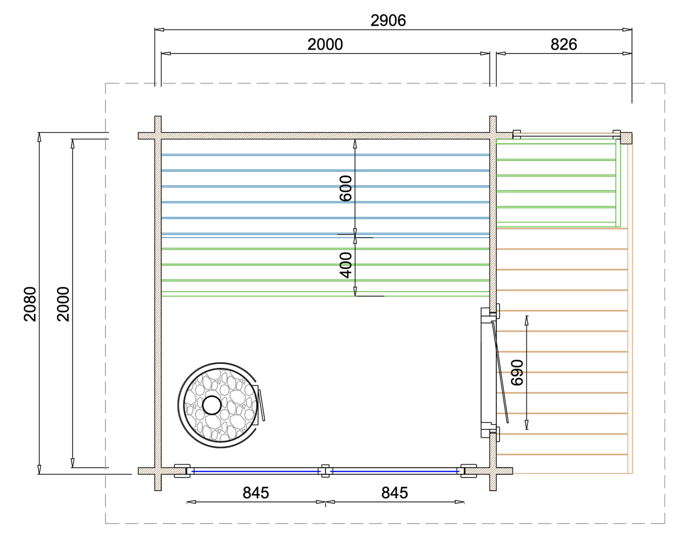 Tampere sauna house (small) – 3.07 x 2.34m