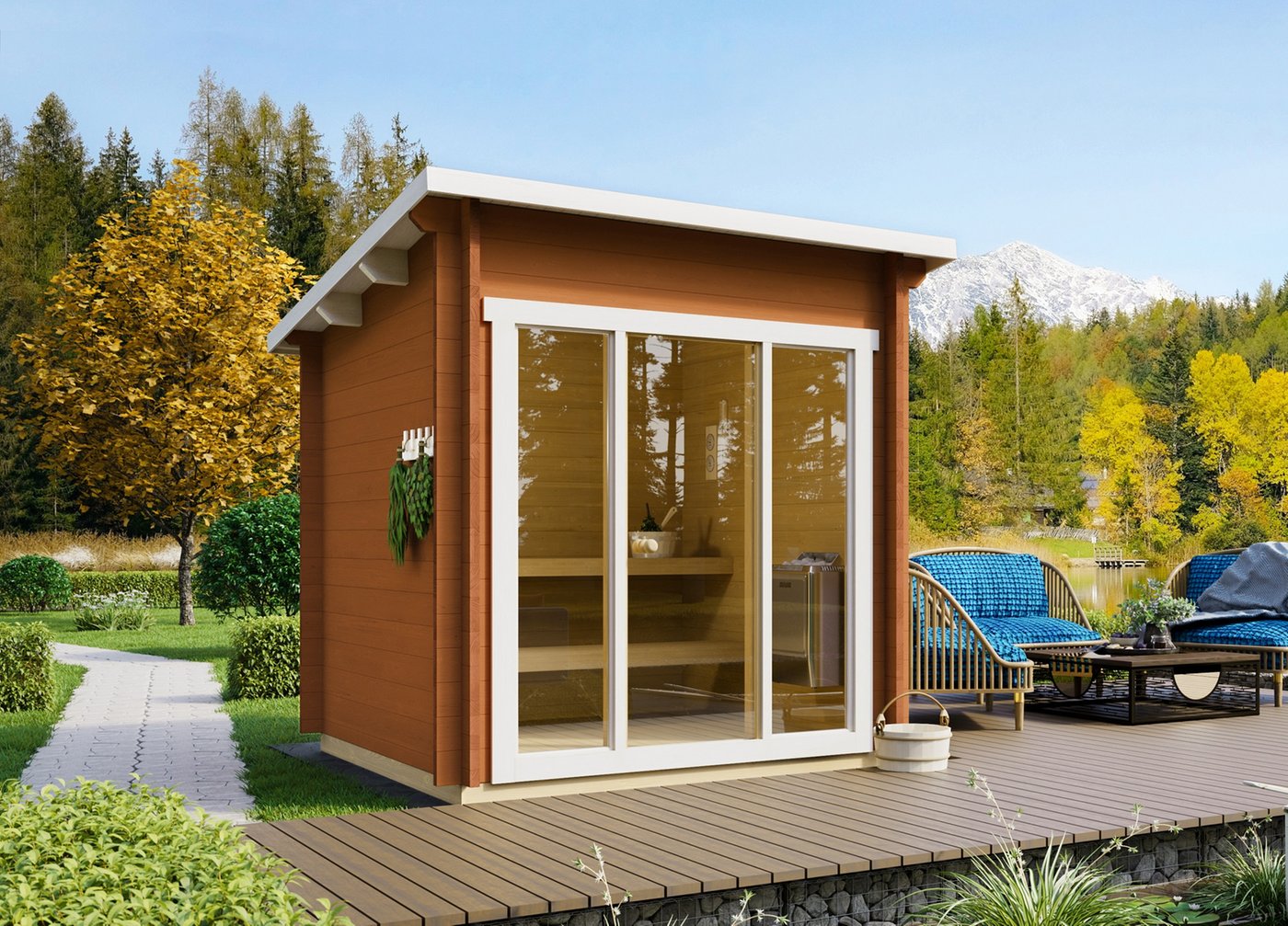 Tampere XXS sauna house bronze glass sliding doors