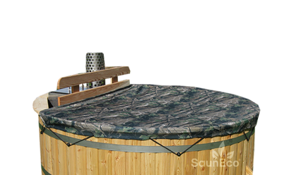 Tarpaulin cover for outdoor wooden hot tub barrel