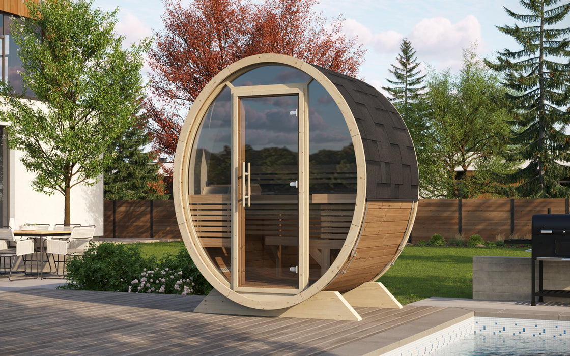 SaunaSupply KLAABU Deluxe Thermowood Outdoor Barrel Sauna - 4 People