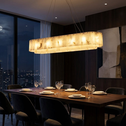 The Seville Alabaster Stone Chandelier – Tiered & Linear Series