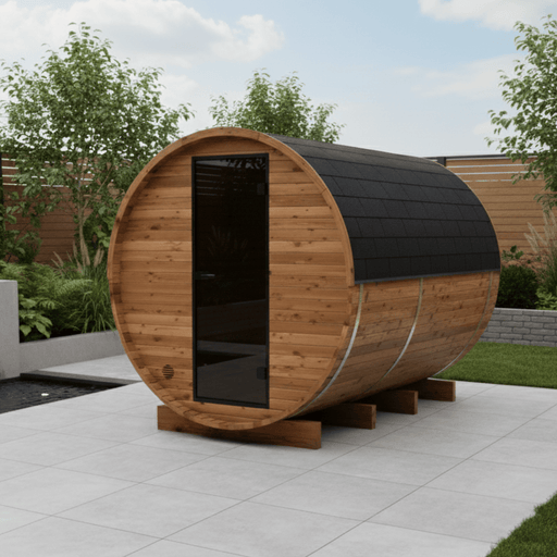 Thermo Wood Barrel Sauna - Regular with Changing Room (4-6 Person)