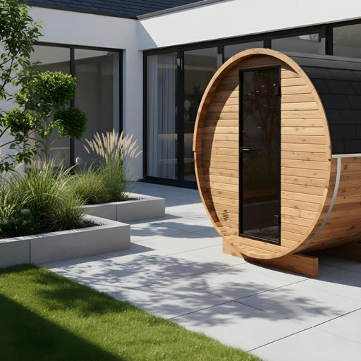 Thermo Wood Barrel Sauna - Regular with Changing Room (4-6 Person)