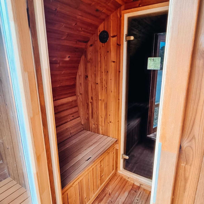 Thermo Wood Barrel Sauna - Regular with Changing Room (4-6 Person)