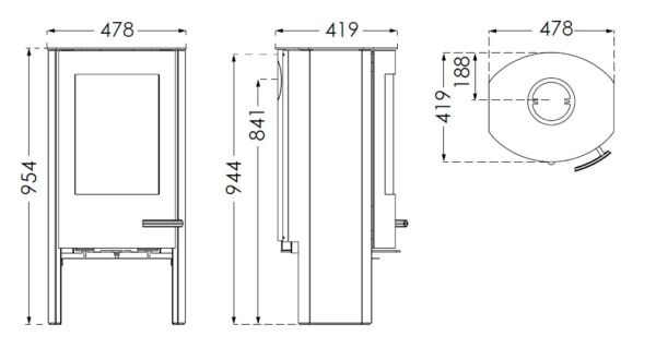 TermaTech TT20 Streamline 5kW Wood Burning Stove with Convection Legs