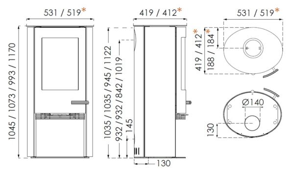 TermaTech TT21RL Compact Wood Burning Stove 5kW Black