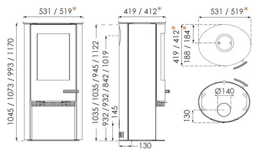 TermaTech TT21RH Contemporary Wood Burning Stove 5kW Black DEFRA Ready