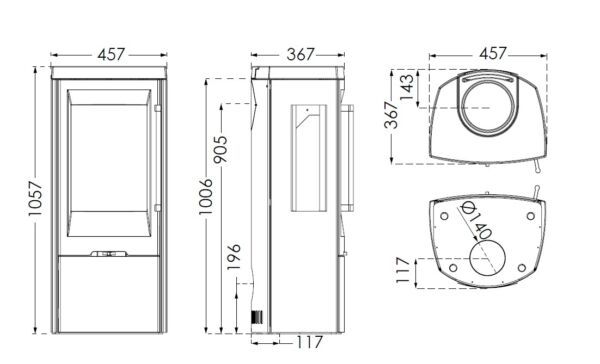 TermaTech TT30 Contemporary Wood Burning Stove with Cast Iron Doors