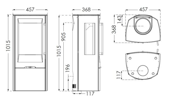 TermaTech TT30G Classic Cast Iron Wood Burning Stove with Side Glass