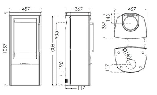 TermaTech TT30S Contemporary Wood-Burning Stove with Soapstone Lining