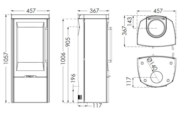 TermaTech TT30S Contemporary Wood-Burning Stove with Soapstone Lining