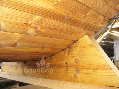 Barrel Saunas – Two-Room Thermowood Barrel Sauna Lodge (13ft) for 6 | Terrace & Wood-Fired Heater