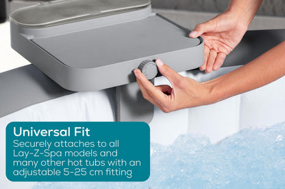 Universal fit hot tub accessory table clipped to spa edge