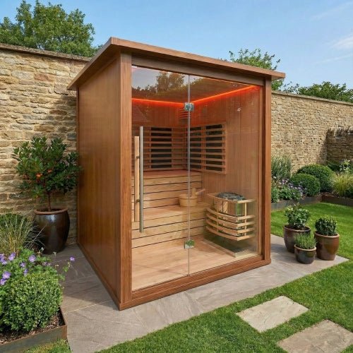 V2 Hybrid-Heating 4 Person Sauna Infrared & Electric Stove Sauna