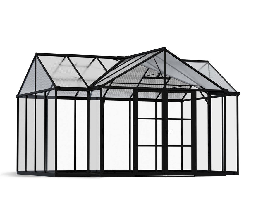 Victory Grand Garden Chalet 13' x 15' Greenhouse - Black Aluminium Frame & Clear Polycarbonate Panels