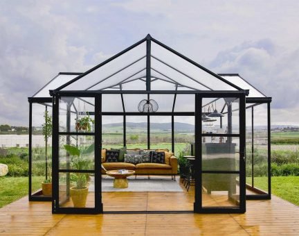 Victory Grand Garden Chalet 13' x 15' Greenhouse - Black Aluminium Frame & Clear Polycarbonate Panels