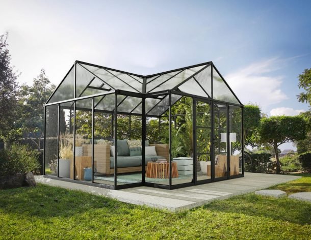 Victory Grand Garden Chalet 13' x 15' Greenhouse - Black Aluminium Frame & Clear Polycarbonate Panels