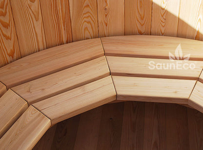 Barrel Saunas Family Larch Wood Spa Hot Tub wooden bathtub plug close-up