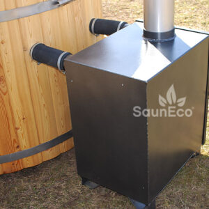 4 Person Wooden Hot Tub Spa 5ft Siberian Larch with External Wood Burner | Sauneco