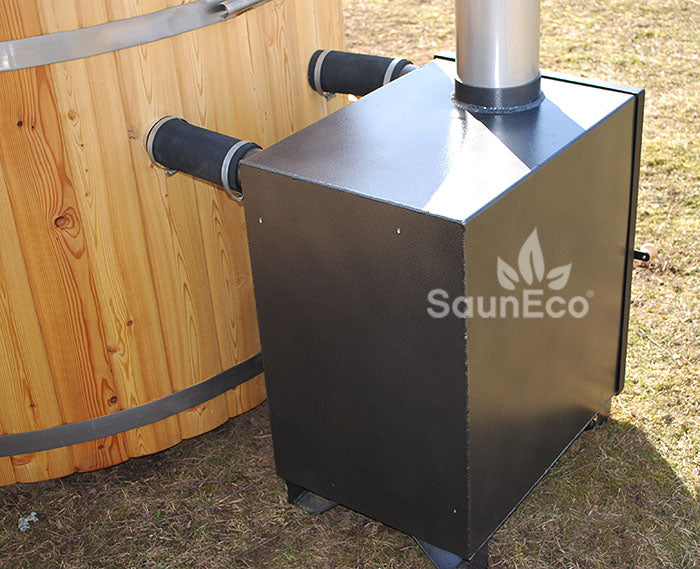 For Families! 4-person Wooden Hot Tub Spa (Ø5ft) + External Woodburning Heater