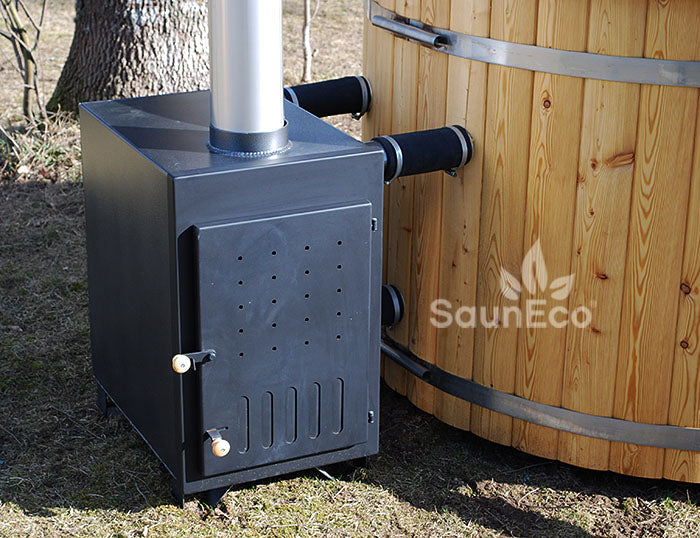 For Families! 4-person Wooden Hot Tub Spa (Ø5ft) + External Woodburning Heater