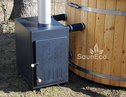 For Families! 4-person Wooden Hot Tub Spa (Ø5ft) + External Woodburning Heater
