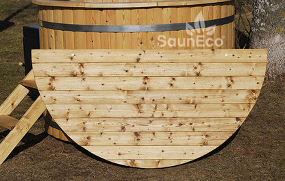 Barrel Saunas Family Larch Hot Tub side view showing solid larch wall