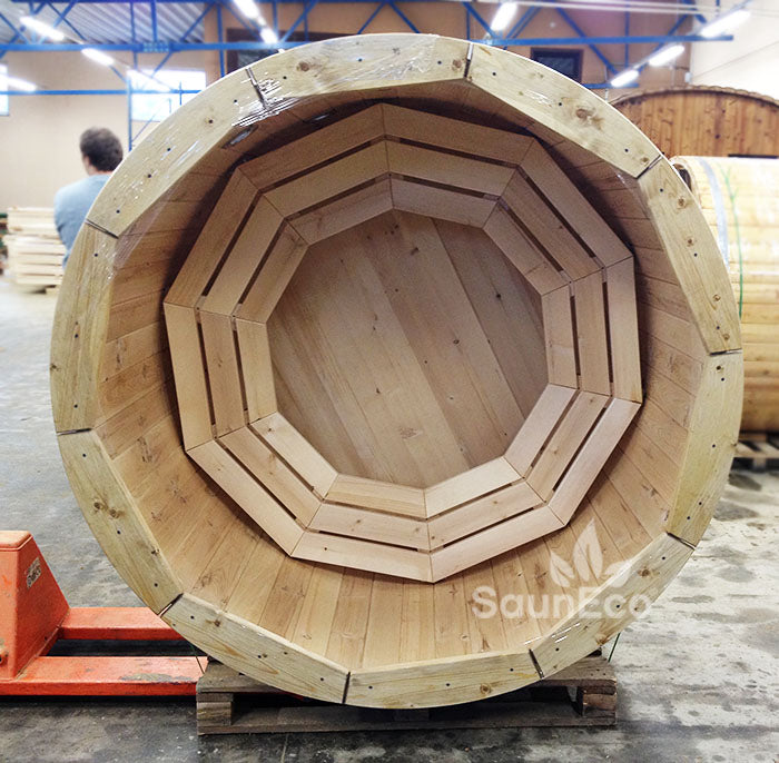 Customers favourite! 6-person Ø5.5ft Round Wooden Hot Tub Spa + External Woodburning heater