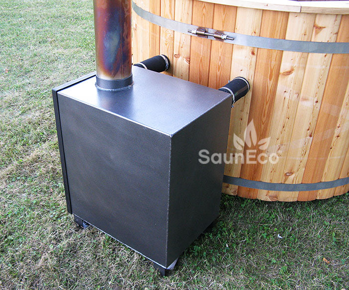 Customers favourite! 6-person Ø5.5ft Round Wooden Hot Tub Spa + External Woodburning heater
