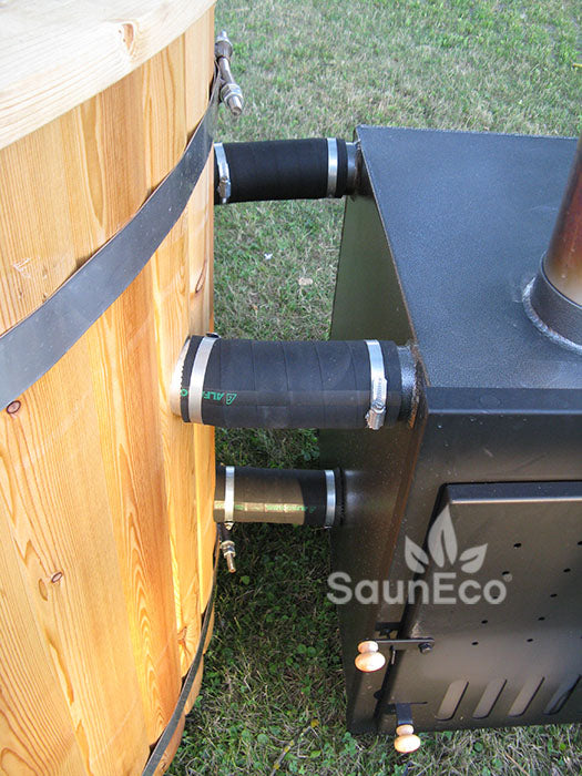 Customers favourite! 6-person Ø5.5ft Round Wooden Hot Tub Spa + External Woodburning heater
