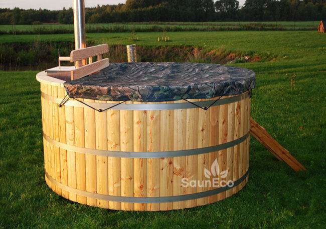 8-person premium Ø6.5ft big wooden hot tub + Wood Burning Internal Stove