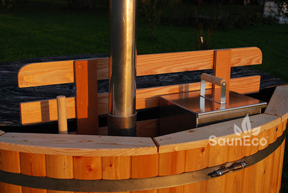 Barrel Saunas Large Larch Hot Tub two-step entry ladder