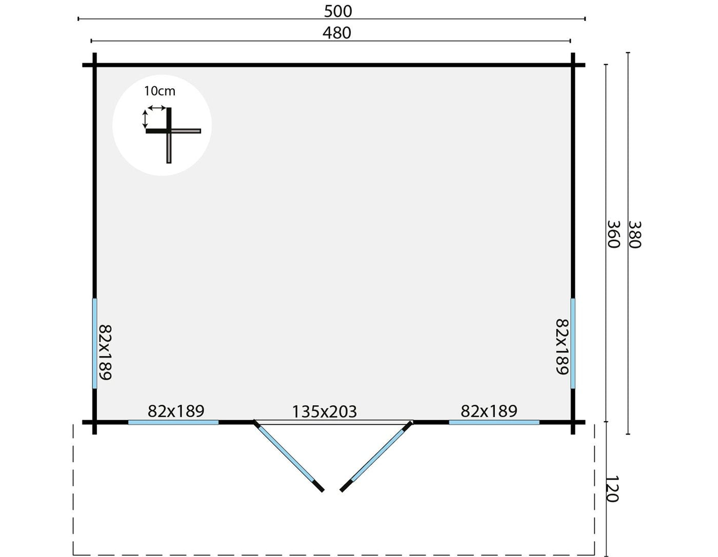 Yorick Garden Office 44mm log wall construction