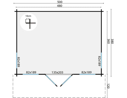 Yorick Garden Office 44mm log wall construction
